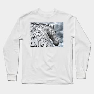 Kelpie against the sky II - The Kelpies, Falkirk, Scotland Long Sleeve T-Shirt